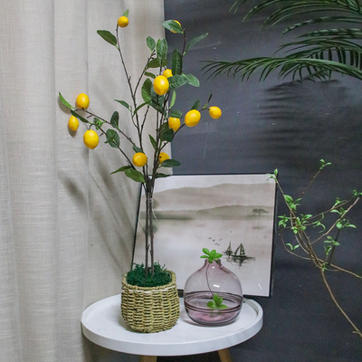 Lifelike 100cm Artificial Fruit Tree Indoor Potted Lemon Green Yellow Plant
