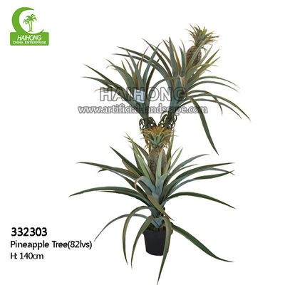 Aesthetic Lifelike Handmade H140cm Fake Pineapple Tree With Pot