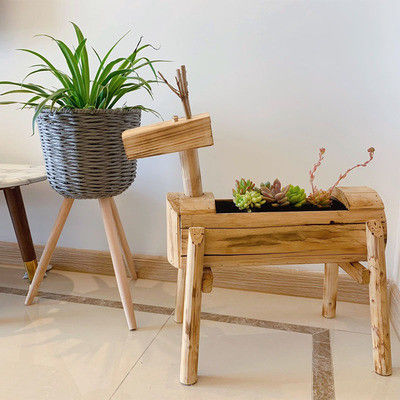 ODM Fawn Ornaments Retro Desktop Creative Furnishings Solid Wood Homestay Animal Crafts