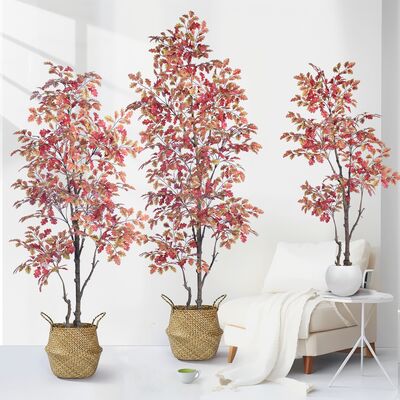 বাণিজ্যিক কৃত্রিম শরৎ ওক গাছ | ১৬০সেমি ১৮৫সেমি ২১০সেমি হোটেল ও রেস্তোরাঁর পরিবেশের জন্য ফলীয় পাতা গাছ
