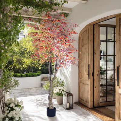 Commercial Artificial Autumn Oak Tree 280cm | Large Fall Foliage Tree for Hotel & Restaurant Ambiance