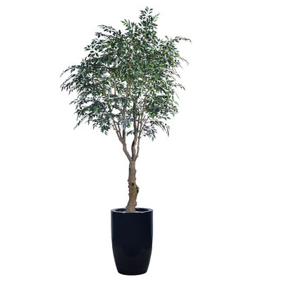 Lifelike Artificial Mini Ficus Tree - Artistic Trunk in 7.5FT/9.2FT, Low Maintenance for Luxury Spa & Restaurant Interior Design