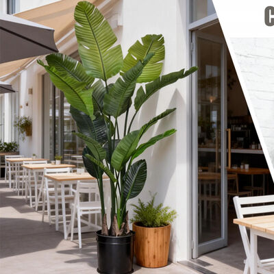 উচ্চ মানের বাস্তব স্পর্শ পাতা কৃত্রিম উদ্ভিদ Strelitzia Nicolai অগ্নি প্রতিরোধী ভুয়া পাখি অভ্যন্তরীণ এবং বহিরঙ্গন জন্য