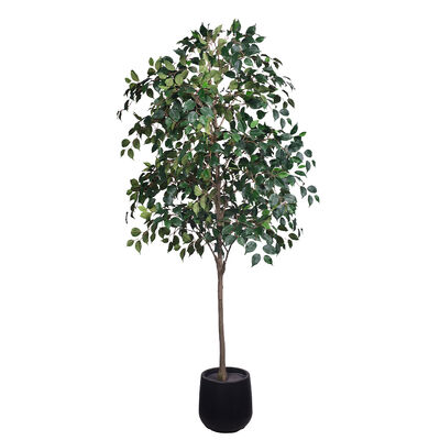 Realistic D-Style Artificial Stereo Ficus Tree | Custom Flame Retardant & UV Resistant Fake Banyan Plant, 120/140/180cm, Uniform Packaging with Black Pot for Commercial & Home Interior Decor