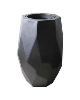Polygonal Black Flower Pot Artificial Flowers Grass Branches Decor
